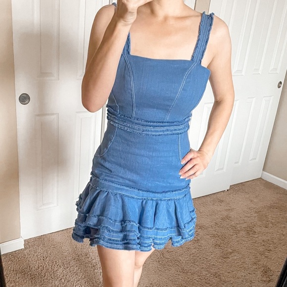 Alexis Denim Judith Dress Shell Blue Linen Sleeveless Mini S - Picture 6 of 14